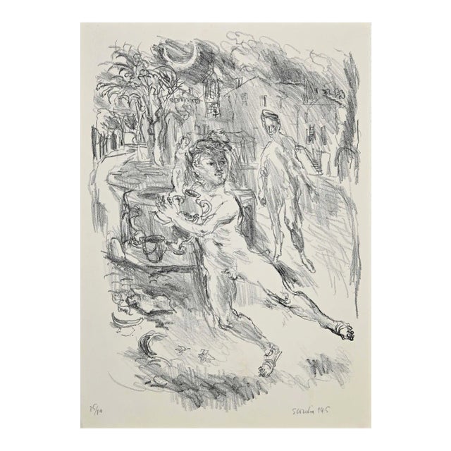 Antonio Scordia, The Escape, Original Lithograph, 1945 For Sale