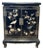 Late 20th Century Chinese Lacquered Hardstone & Soapstone Inlay Chinoiserie Cabinet Bird & Floral Motif For Sale