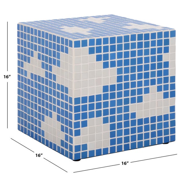 Contemporary Hikari Cube Cloud Tile Accent Table in Light Blue / White For Sale - Image 3 of 7