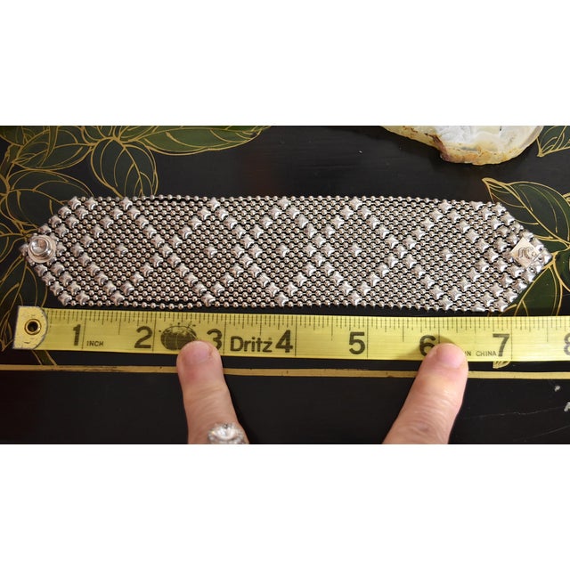 Late 20th Century SG Liquid Metal Silver by Sergio Gutierrez Classic Mesh Wide Bracelet For Sale - Image 13 of 15