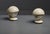 Matching 1960s table lamps with a hinged visor shell that swivels around an internal opaline-glass globe. The shells...