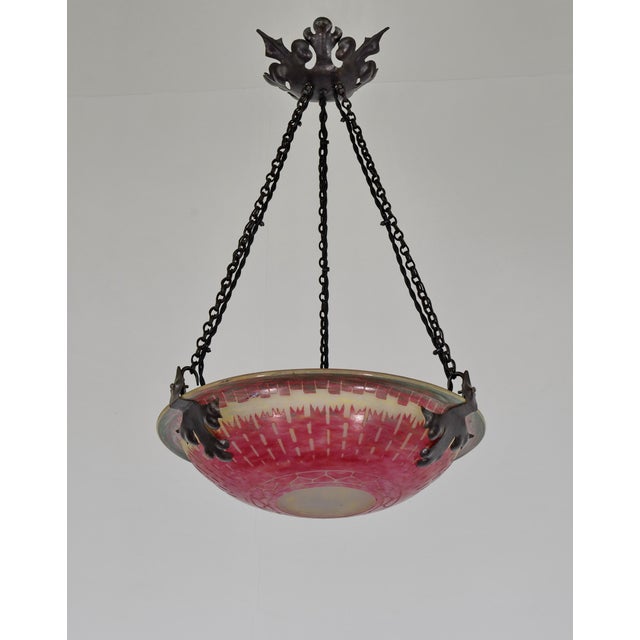 1920s French Art Deco Pendant Light by Le Verre Francais Schneider 1920s France For Sale - Image 5 of 14