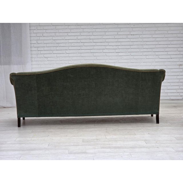 3-Seater Danish Sofa in Green Furniture Velour, 1960s For Sale - Image 9 of 15