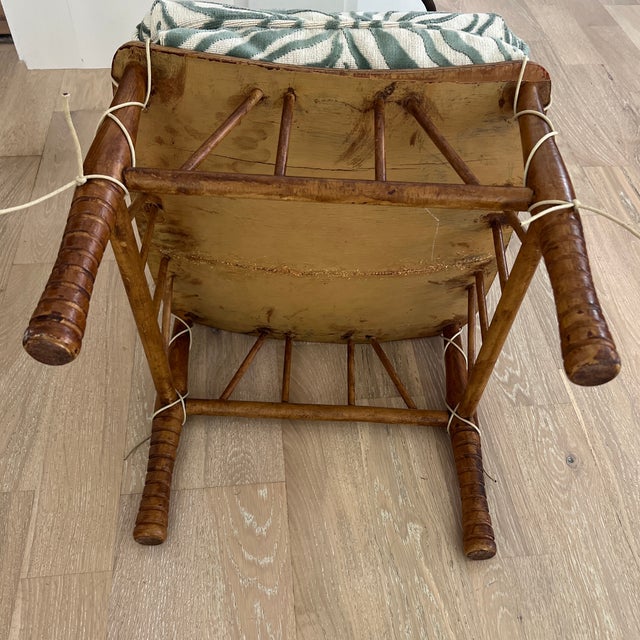 Vintage Egyptian Revival Wood Thebes Stool With Custom Cushion For Sale In New York - Image 6 of 9