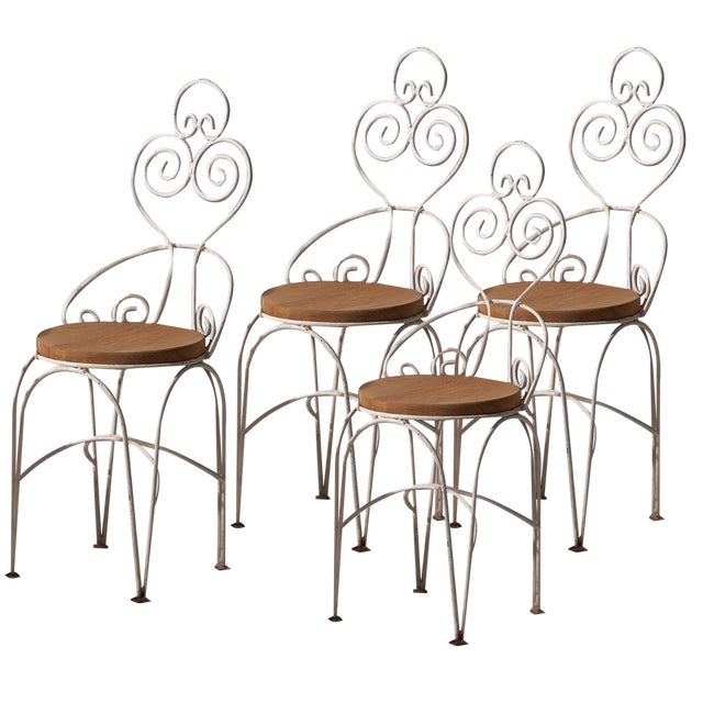 Antique White Garden Chairs, 1920s, Set of 4 For Sale