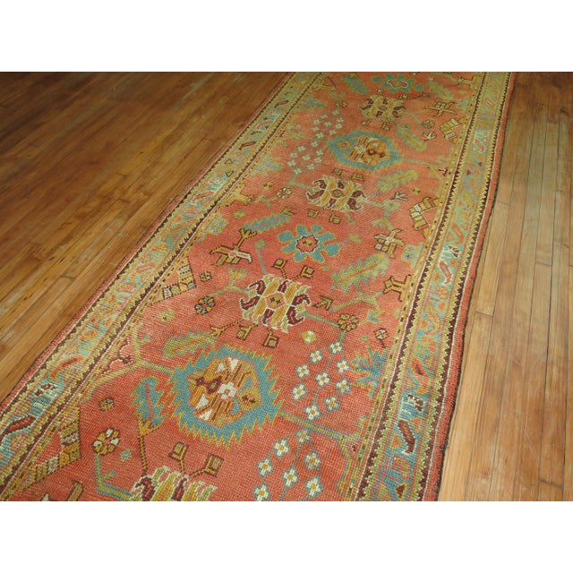 Antique Zabihi Collection Turkish Oushak Runner - 4' x 14'9" For Sale - Image 12 of 12