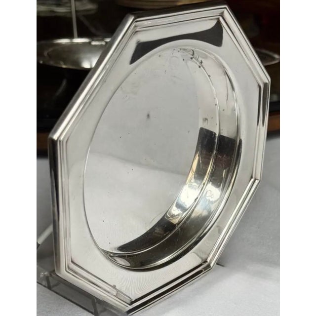 Early 20th Century Wallace Silversmiths Octagonal Art Deco Style Silver Plated Wine Coaster Dish For Sale - Image 10 of 12