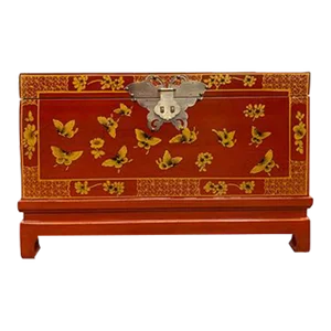 Hand Painted Golden Butterfly Trunk