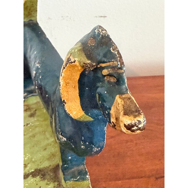 Blue Antique Iron Dachshund Doorstop by Taylor Cook 1930 For Sale - Image 8 of 12