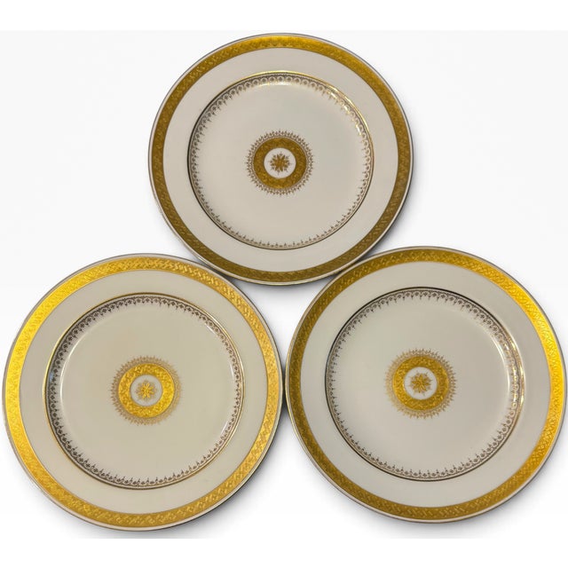 Antique Minton for Tiffany and Co. Gold-Encrusted Dinner Plates - Set of 18 For Sale - Image 15 of 17