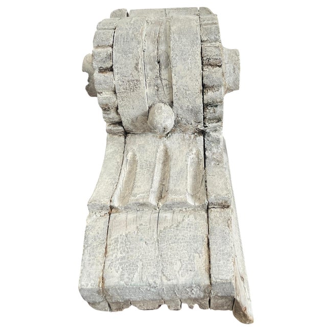 Ralph Lauren Antique Hand-Carved Architectural Fragment Corbel Bracket in Original Whitewashed Paint For Sale - Image 4 of 9