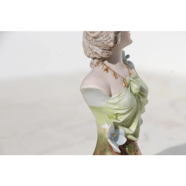 1900s Art Nouveau Small Woman Bust, Bisque Porcelain, Germany For Sale - Image 11 of 13