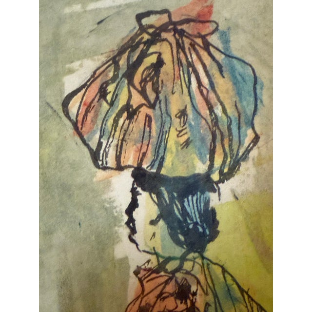 "Draped Nude" Women With Basket Expressionist Watercolor by Ron Blumberg For Sale - Image 4 of 6