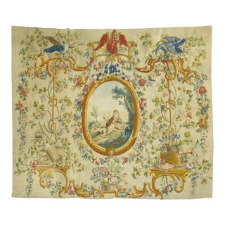 Silk and Wool 18th Century French Aubusson Tapestry Panel from France For Sale