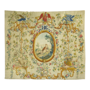 Silk and Wool 18th Century French Aubusson Tapestry Panel from France