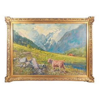 Cesare Bentivoglio, Mountain Landscape, 1920s, Oil on Canvas For Sale
