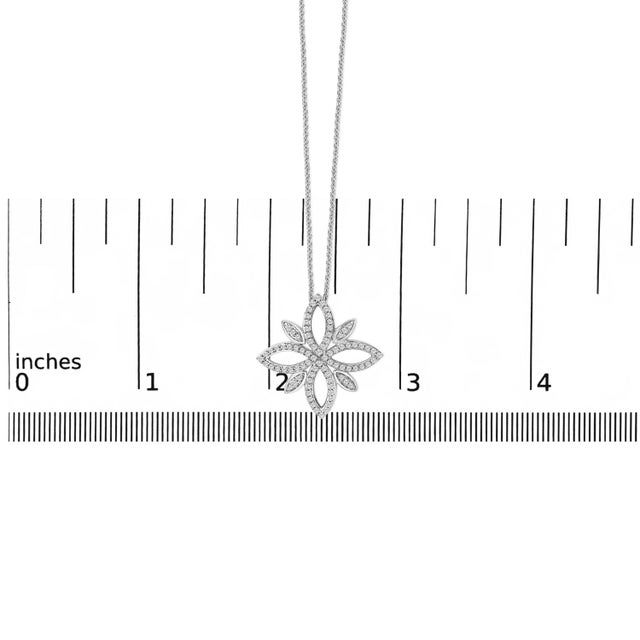 Early 21st Century Sterling Silver 1/2 Cttw Diamond Floral Cross Pendant Necklace For Sale - Image 5 of 5