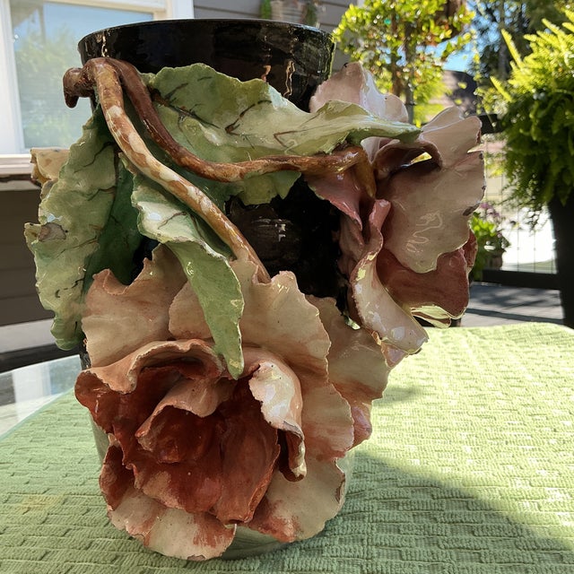 French Edourd Gilles Majolica Vase- Large For Sale - Image 3 of 12
