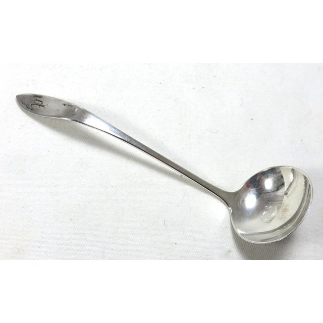 Vintage 1950s Mid Century Etched Decorated Crystal & Sterling Silver Jam Jar & Spoon Set For Sale - Image 9 of 13