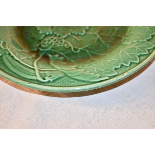 Set of 3 English Green Majolica Leaf Plates For Sale In Greensboro - Image 6 of 6