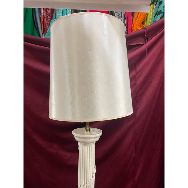 1950s Marbro Italian Ceramic Column Off White Hollywood Regency Lamp For Sale - Image 12 of 12