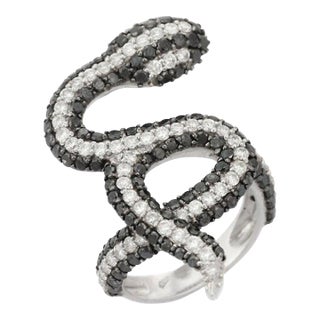 18k Gold Serpent Ring Size 7 With 3.8 Carats Natural Diamond Accents by VRJewels For Sale