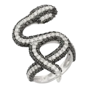 18k Gold Serpent Ring Size 7 With 3.8 Carats Natural Diamond Accents by VRJewels
