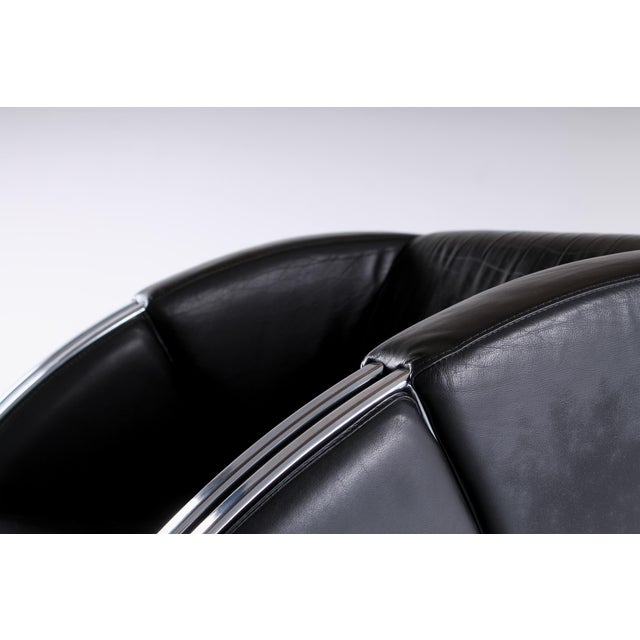Postmodern Black and Chrome Leather Easy Chair by Young, 1980s For Sale - Image 4 of 18