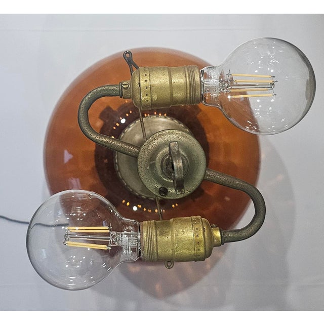 Vintage Hollywood Regency Amber Glass Genie Bottle Table Lamp For Sale In Milwaukee - Image 6 of 7