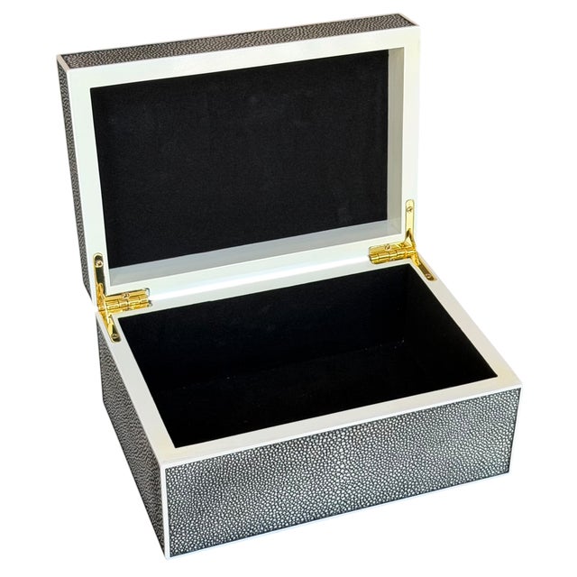 Animal Skin Modern Shagreen Clad Designer Jewelry Box For Sale - Image 7 of 7