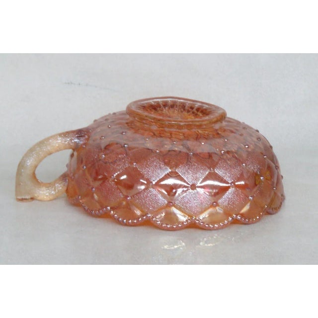 Mid 20th Century Imperial Marigold Carnival Glass Quilted Pansy Flowers Nappy Candy Dish For Sale - Image 5 of 12