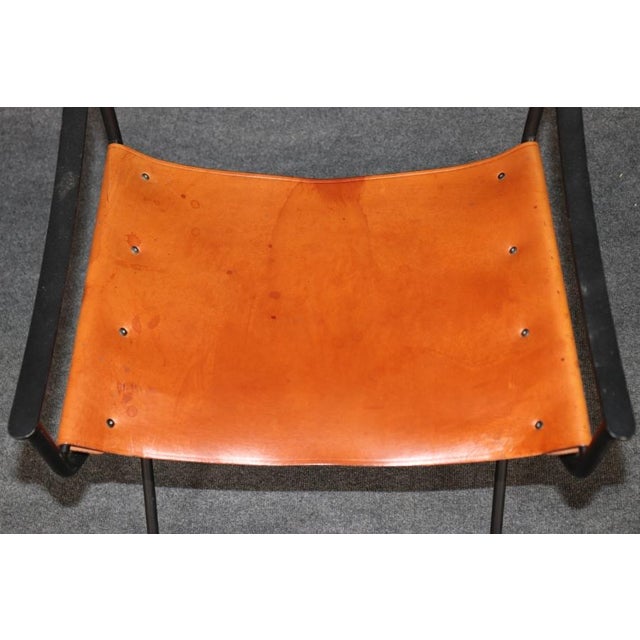 Set 4 Art Deco Style Metal and Leather Armchairs in the Manner of Jacques Adnet For Sale - Image 10 of 16