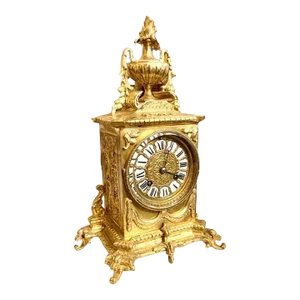 Antique 19th Century French Louie XV Style Gilt Brass Table Clock