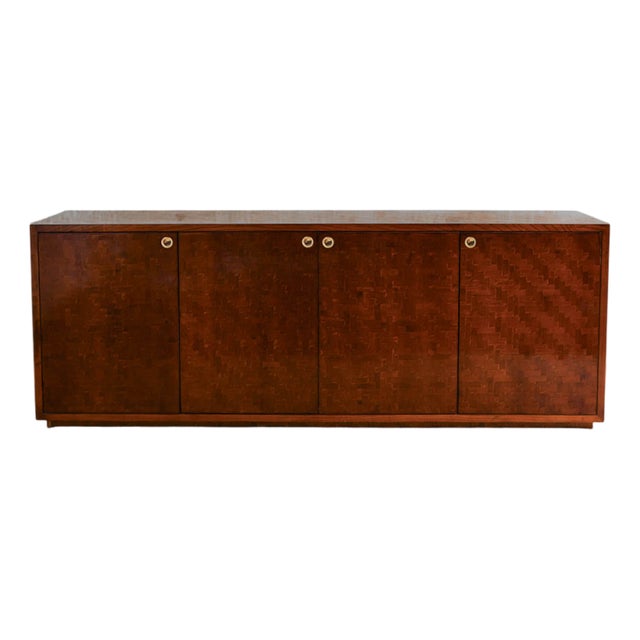 Sideboard in Pressed Bamboo with Brass Details & Glossy Finish, 1970s For Sale