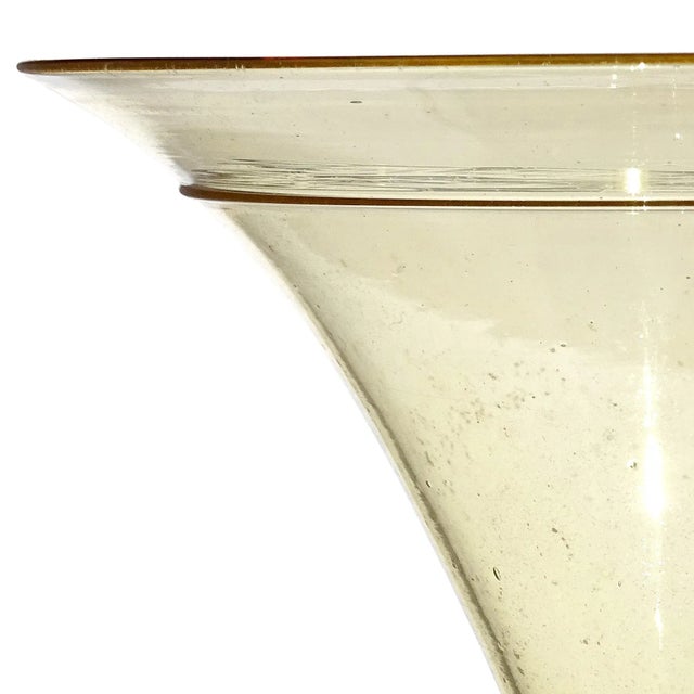 Murano Antique Murano Vittorio Zecchin MVM Capellin Soffiato Straw Yellow Amber Color Italian Art Deco Glass For Sale - Image 4 of 7