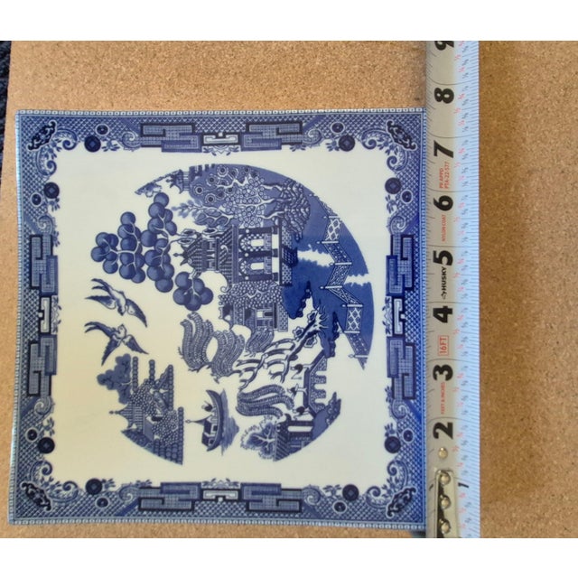 Late 20th Century Late 20th Century Johnson Brothers Blue Willow Square Ceramic Trivets - a Pair For Sale - Image 5 of 6