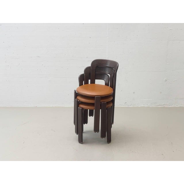 Chairs in Dark Brown Stained Beechwood by Bruno Rey for Dietiker, 1971 For Sale - Image 13 of 17
