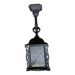 European Cast Iron and Textured Glass Lantern Pendant