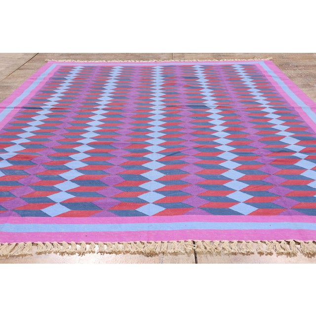 Vintage Indian Dhurrie Rug, 06'00 X 09'00 For Sale - Image 9 of 10