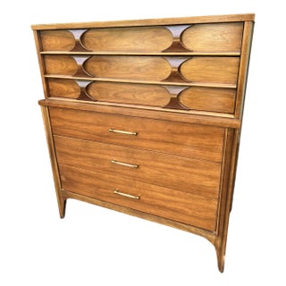 1960s Mid Century Modern Kent Coffey Perspecta Highboy Dresser For Sale