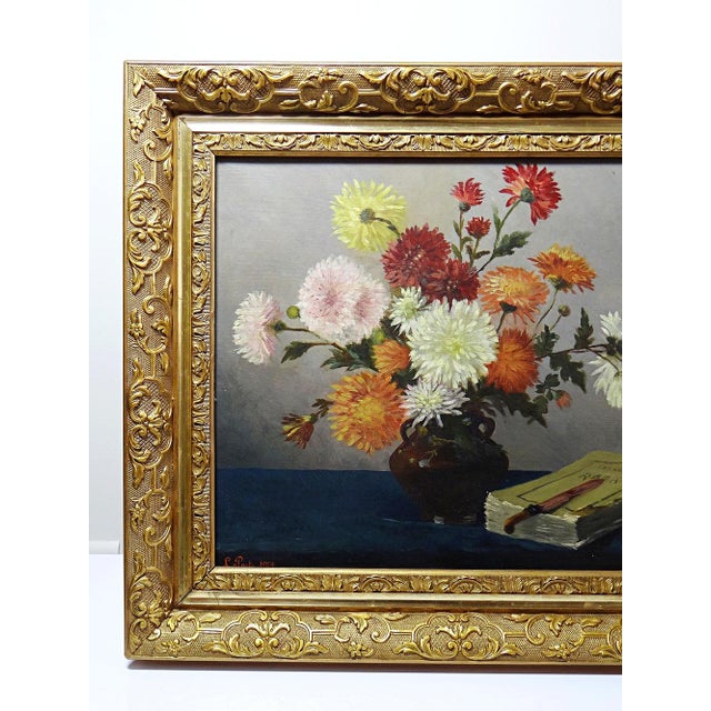 Rococo L. Porte, Still Life with Chrysanthemums, 1888, Oil on Canvas, Framed For Sale - Image 3 of 15