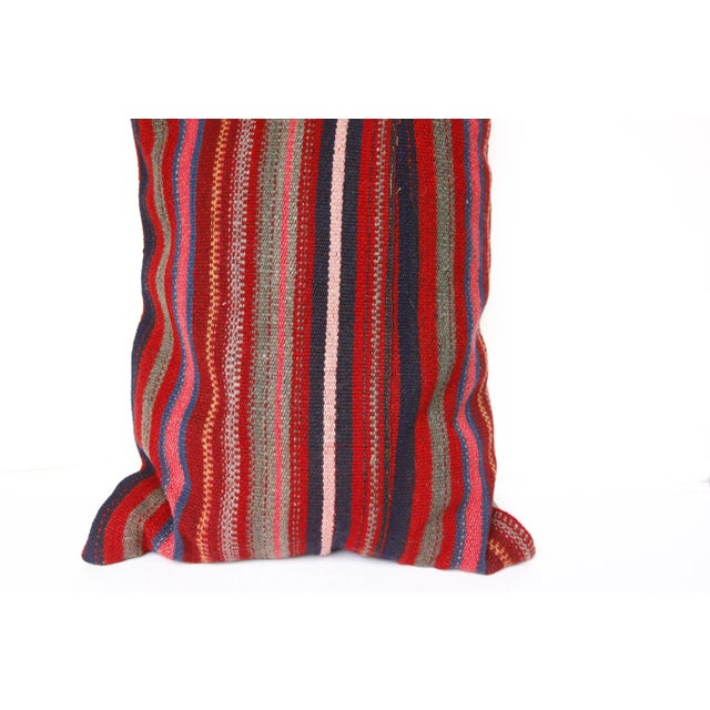 1980s Turkish Flatweave Kilim Stripe Design Pillow Cover -20''x46'' For Sale - Image 5 of 11