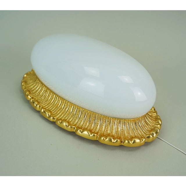 Mid-Century Modern Vintage Glass Sconce with 234 Opaline Glass and Gilt Aluminum from Glashütte Limburg, 1970s For Sale - Image 3 of 16