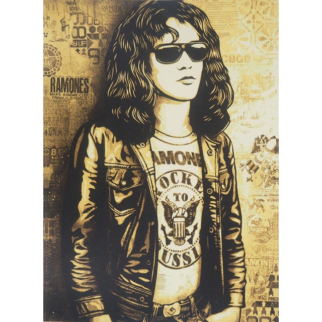 Shepard Fairey, aka Obey Giant (1970) Tommy Ramone Collage (Gold) Original color lithograph Signed and dated 2016 in...