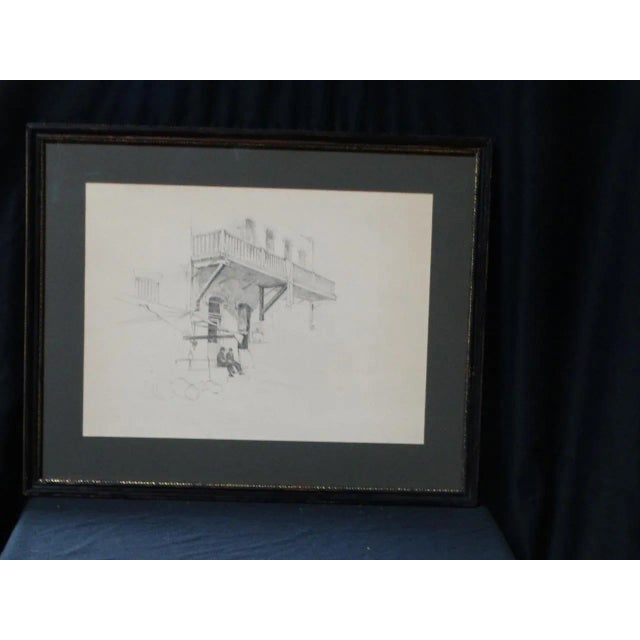 Bess Haddon Canright: Olvera Street, Los Angeles, circa 1930, drawing of two men on Olvera Street. Art is 16 x 12, framed...