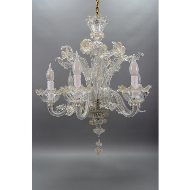 Venetian Murano Glass and Gold Dust Floral Chandelier, Italy, 1950s For Sale - Image 16 of 18