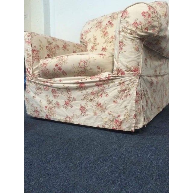 Vintage Rowe Furniture Floral Upholstered Armchair & Ottoman Chairish