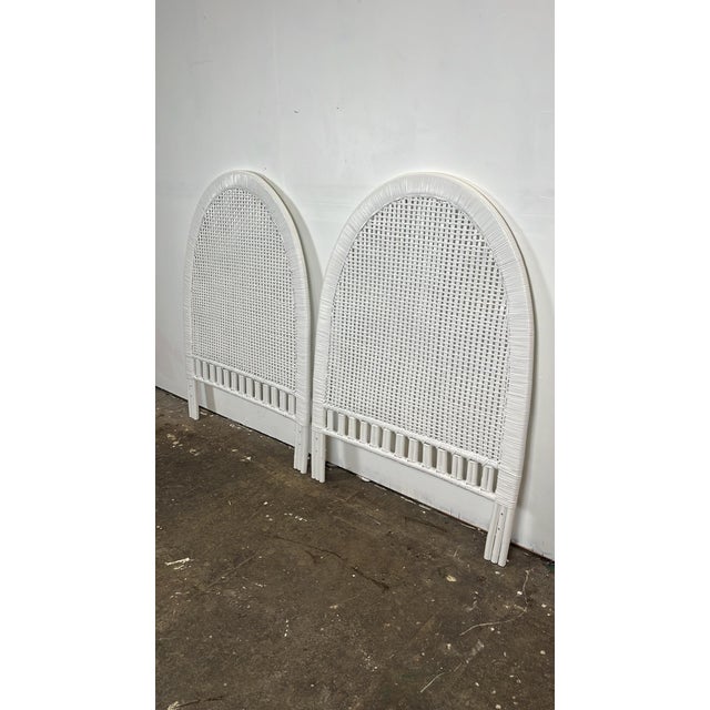 Vintage Arched Woven Rattan Twin Headboards- A Pair For Sale In Tampa - Image 6 of 10