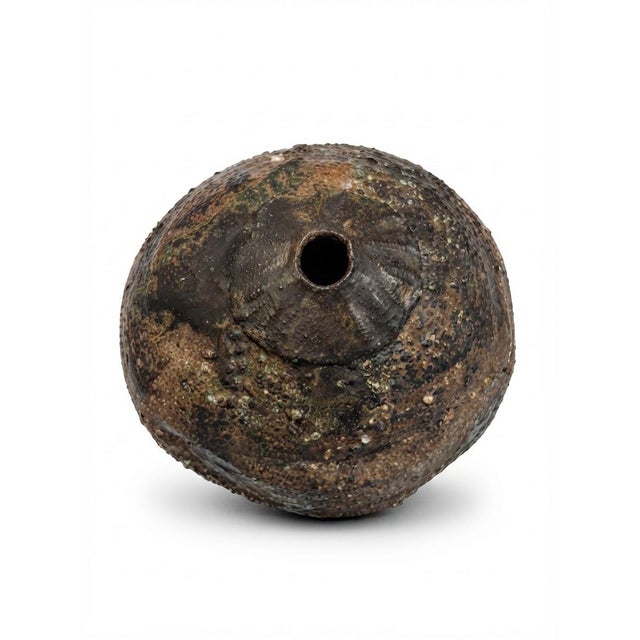Mid-Century Modern Large Textured Stoneware Weedpot by Noted American Potter William Wyman, C. 1963. For Sale - Image 3 of 4