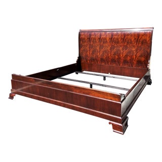 Late 20th Century Baker Furniture King Size Sleigh Bed Frame For Sale
